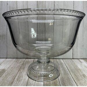 Vtg Anchor Hocking Isabella Large Glass Pedastal Trifle Bowl 8.25" Tall 10" DIA